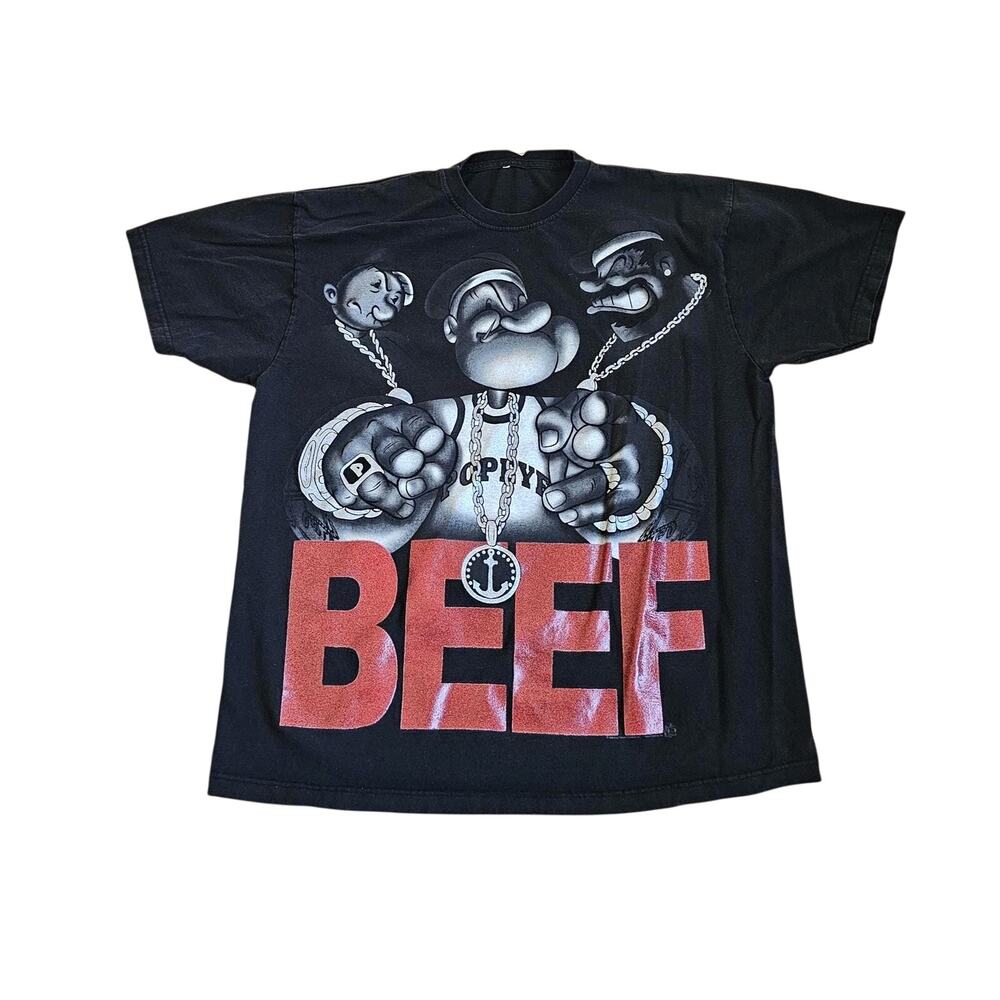 Popeye Beef King Features Black T-Shirt Sz 2XL Y2K
